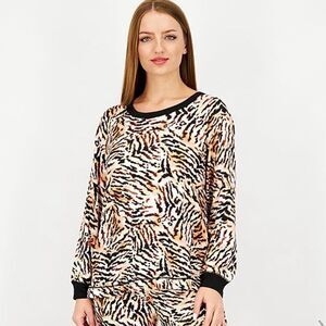 Anne Klein Animal Print Tiger Print Pajama Top Medium NEW